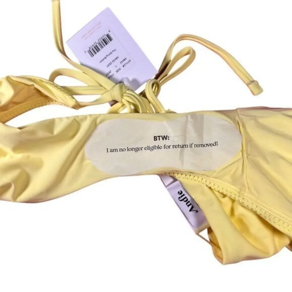 NWT Andie‎ Women's Zest Yellow String Bikini Bottom Size L Beach Swim Vacation